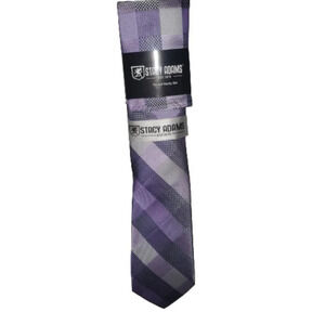Stacy Adams Men's purple & Black plaid Tie & Hank Set Size OS